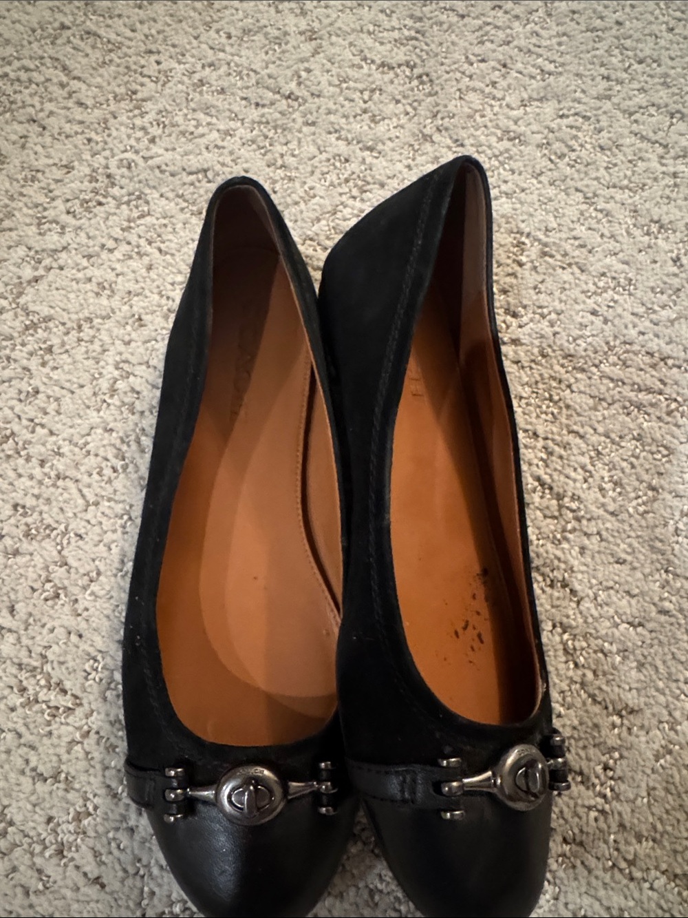 Coach black  Women's suede and leather Ballet Flats